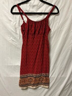 American Eagle Outfitters Red Printed Spaghetti-Strap Mini Dress